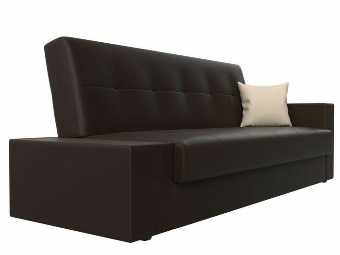 Диван-кровать Лига 020 темно-коричневого цвета со столом слева (экокожа) - лучшие Прямые диваны в INMYROOM