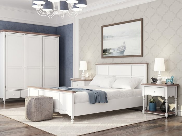Кровать двуспальная Leblanc c изножьем белого цвета 180х200 - лучшие Кровати для спальни в INMYROOM