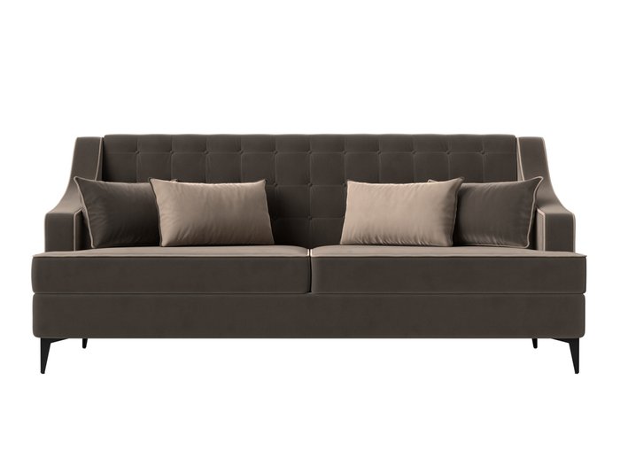 Прямой диван Марк коричневого цвета с бежевым кантом - купить Прямые диваны по цене 46999.0