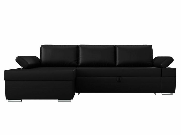Угловой диван-кровать Канкун черного цвета (экокожа) левый угол - купить Угловые диваны по цене 69999.0