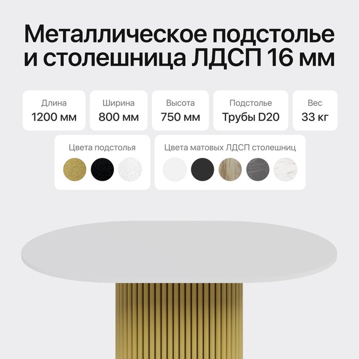 Обеденный стол Trubis Wood 120 с металлическим золотым подстольем и белой столешницей - лучшие Обеденные столы в INMYROOM Обеденный стол Trubis Wood 120 с металлическим золотым подстольем и белой столешницей - лучшие Обеденные столы в INMYROOM