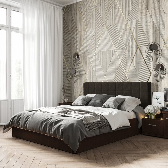 Кровать Магна 140х200 с серым изголовьем и подъемным механизмом  - лучшие Кровати для спальни в INMYROOM