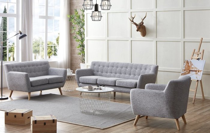 Прямой диван Copenhagen пыльно-серого цвета - купить Прямые диваны по цене 54897.0