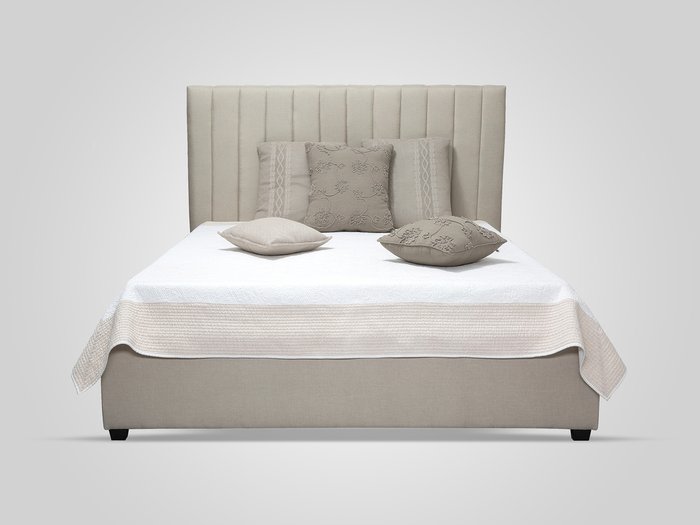 Кровать с обивкой из ткани бежевого цвета 180х200