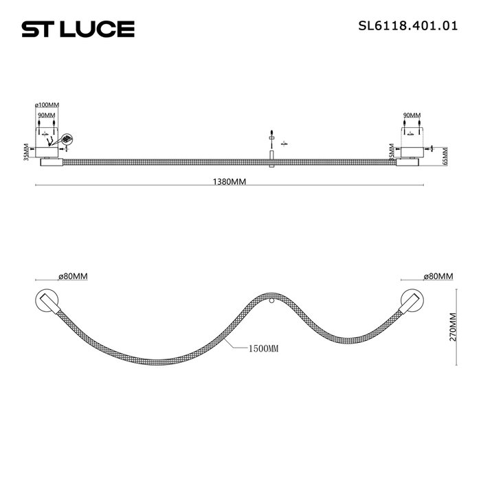 Светильник настенный ST-Luce Черный/Белый LED 1*20W 4000K MARLOW - лучшие Бра и настенные светильники в INMYROOM