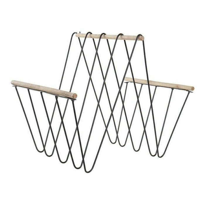 Полка для журналов 41 x 31 x 36 cm Чёрный Железо Деревянный MDF