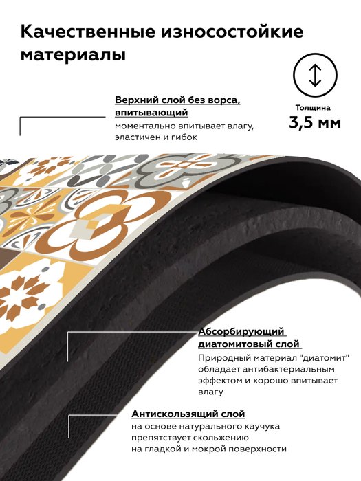 Коврик Rubber mozaik 50x80 бело-бежевого цвета  - лучшие Коврики для ванной в INMYROOM