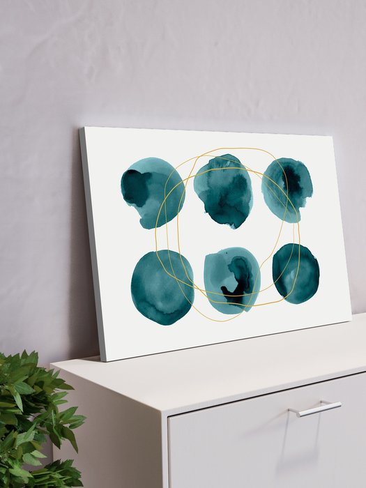 Картина Акварель абстракция 60х90 синего цвета - лучшие Картины в INMYROOM
