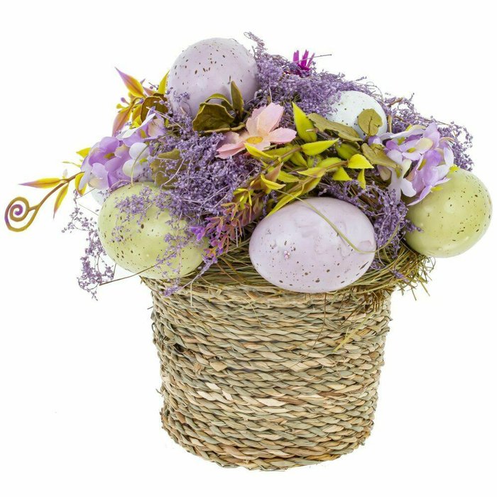 Цветочная композиция Пасхальная сиреневого цвета - купить Декоративные цветы по цене 3095.0