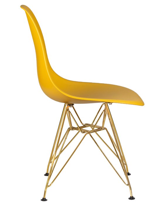 Стул обеденный желтого цвета с золотыми металлическими ножками - лучшие Обеденные стулья в INMYROOM