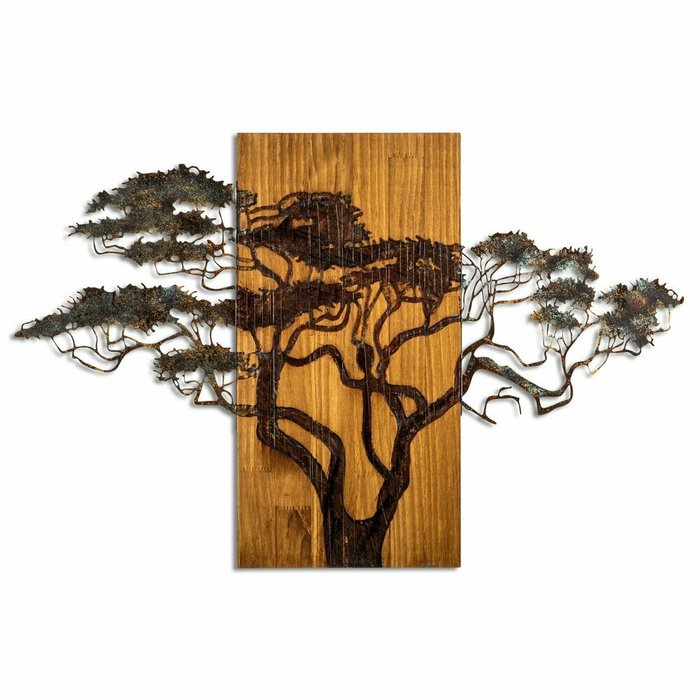 Настенный декор Дерево 90x58 коричнево-черного цвета