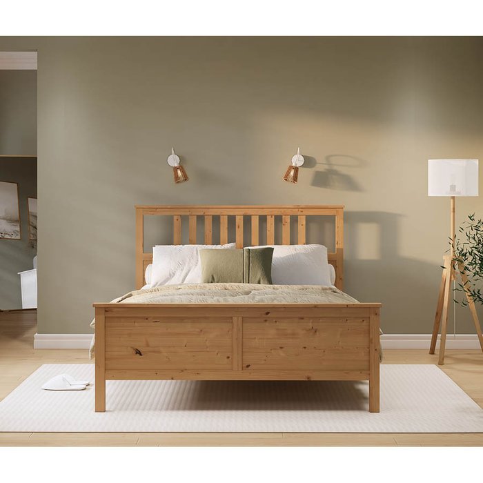Кровать Кымор 140х200 светло-коричневого цвета без подъемного механизма - лучшие Кровати для спальни в INMYROOM