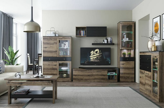 Навесной шкаф Jagger черно-коричневого цвета - купить Навесные шкафы по цене 8099