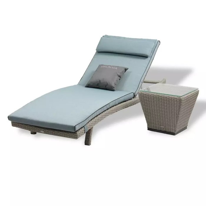 Набор шезлонгов со столиком Авиано серо-голубого цвета - купить Шезлонги по цене 158300 Набор шезлонгов со столиком Авиано серо-голубого цвета - купить Шезлонги по цене 158300
