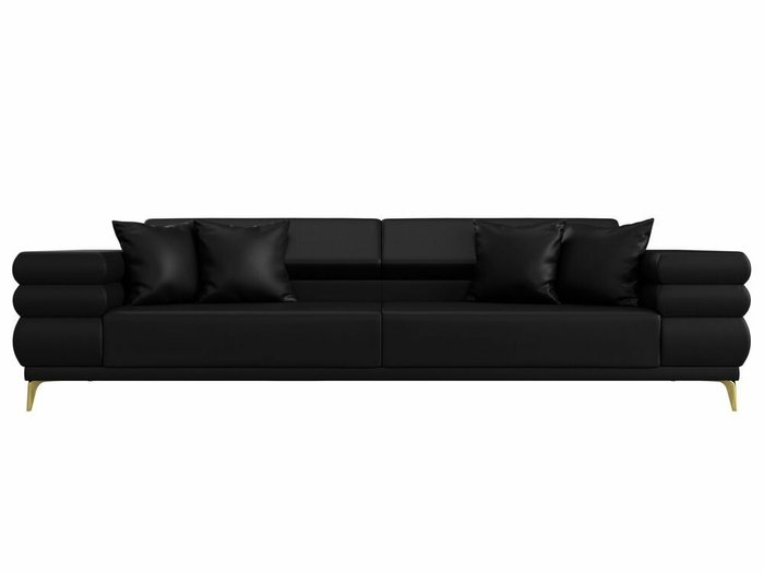 Прямой диван-кровать Лига 021 черного цвета (экокожа) - купить Прямые диваны по цене 53999.0
