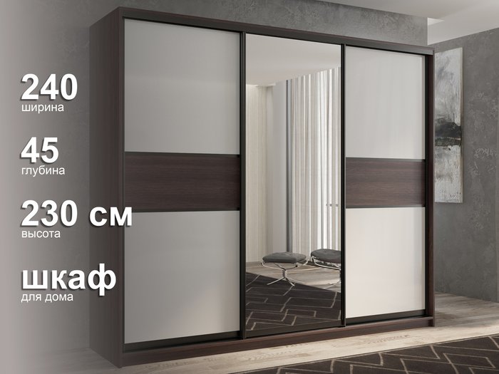 Шкаф-купе Кааппи-10 240 М цвета Венге  - лучшие Шкафы-купе в INMYROOM