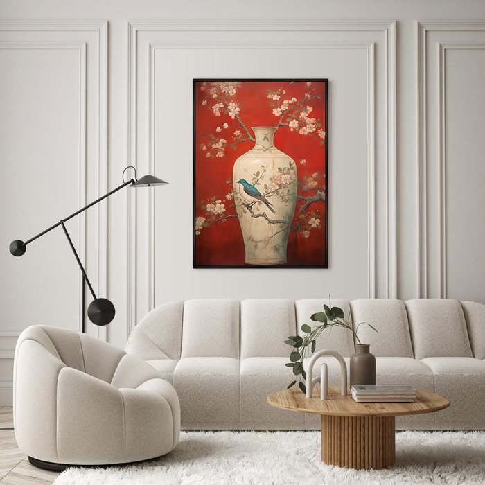 Репродукция картины China porcelain vase, red palette, No 2, 2024г. - лучшие Картины в INMYROOM
