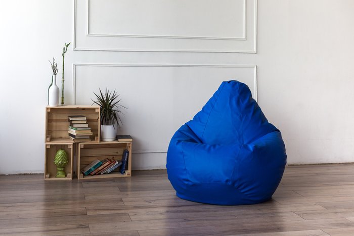 Кресло-мешок Груша 2XL в обивке из ткани фьюжн синего цвета  - лучшие Бескаркасная мебель в INMYROOM