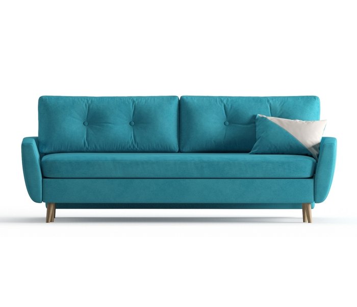 Диван-кровать Авиньон в обивке из велюра Zara голубого цвета - купить Прямые диваны по цене 36990.0