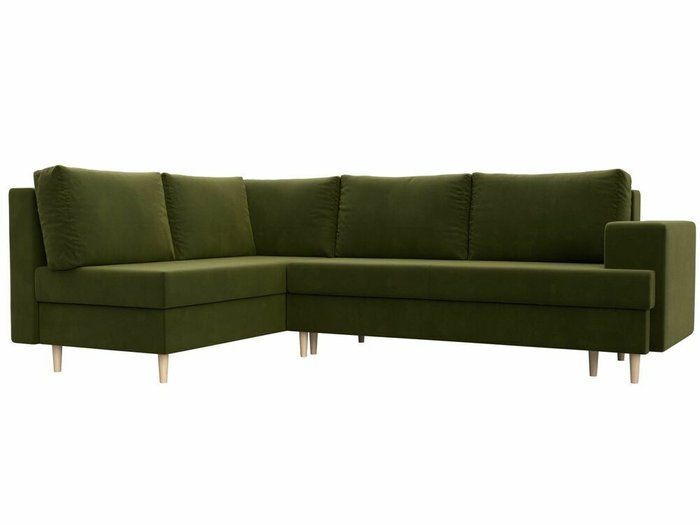 Угловой диван-кровать Сильвана зеленого цвета левый угол
