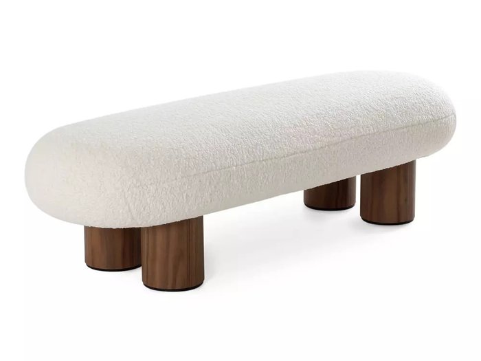 Банкетка Liora светло-бежевого цвета с коричневыми ножками Банкетка Liora светло-бежевого цвета с коричневыми ножками