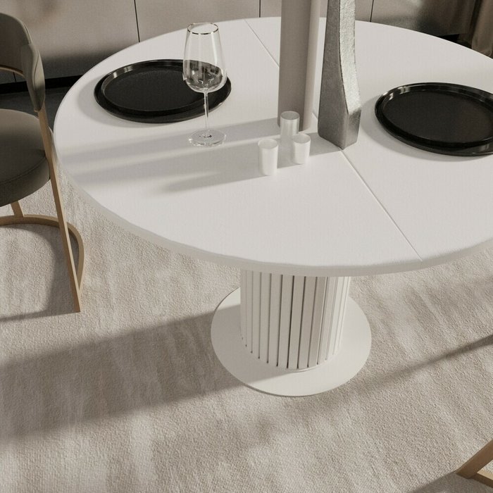 Раздвижной обеденный стол Джесси белого цвета - лучшие Обеденные столы в INMYROOM