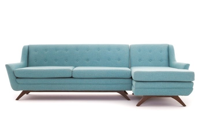 Модульный угловой диван голубого цвета