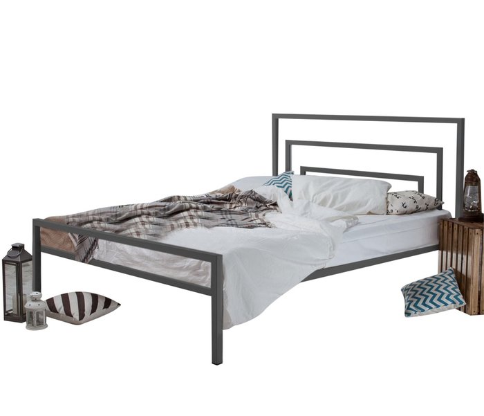 Кровать Атланта 180х200 серого цвета - купить Кровати для спальни по цене 29990.0