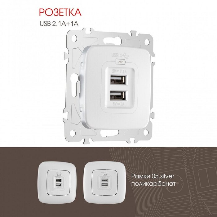 Розетка USB, без рамки 205.46-1.silver - лучшие Розетки в INMYROOM Розетка USB, без рамки 205.46-1.silver - лучшие Розетки в INMYROOM