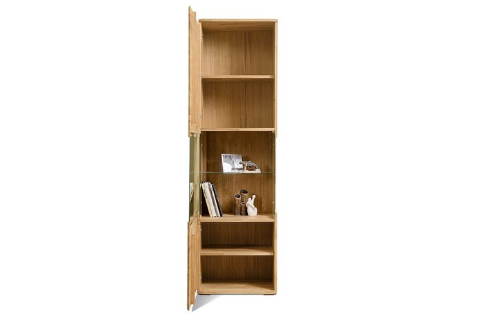 Книжный шкаф с витриной Мидгард бежевого цвета (левый) - купить Книжные шкафы по цене 135984.0