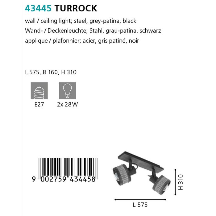 Потолочный светильник Turrock серого цвета - лучшие Потолочные светильники в INMYROOM