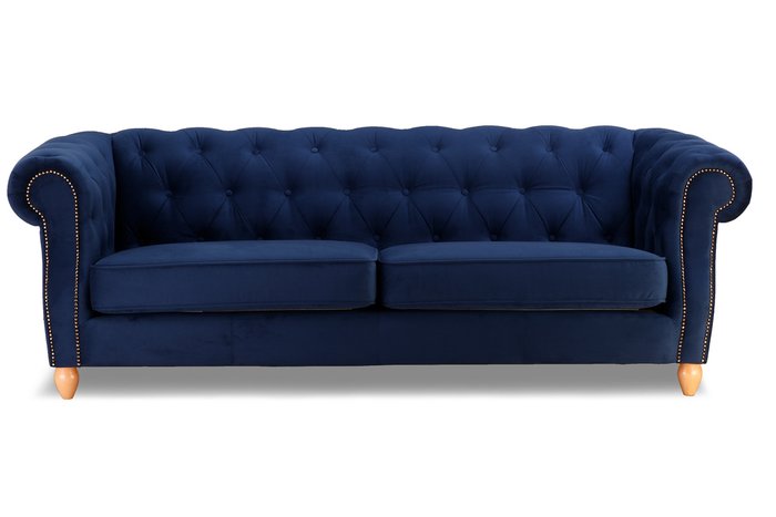Прямой диван Прадо Премиум синего цвета - лучшие Прямые диваны в INMYROOM