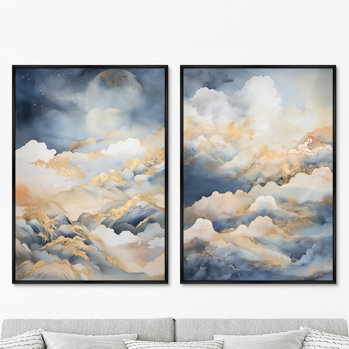 Набор из двух репродукций картин Clouds over the mountains, 2024г. - купить Картины по цене 49998.0