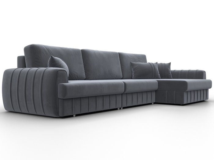 Угловой диван кровать Лига-057 L Лонг темно-серого цвета правый - лучшие Угловые диваны в INMYROOM