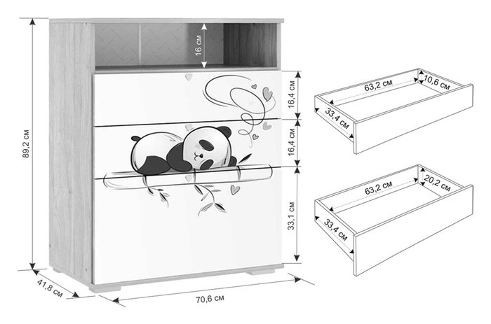 Комод Панда бело-бежевого цвета - лучшие Детские комоды в INMYROOM
