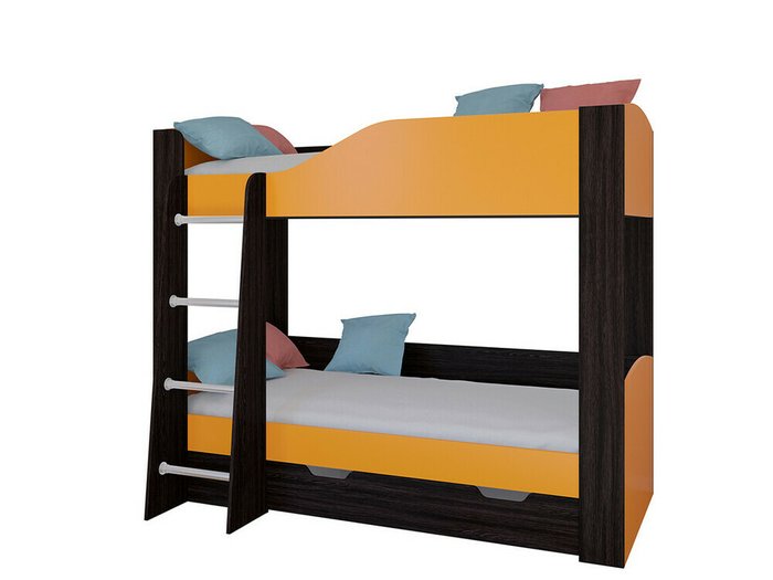 Двухъярусная кровать Астра 2 80х190 цвета Венге-Оранжевый