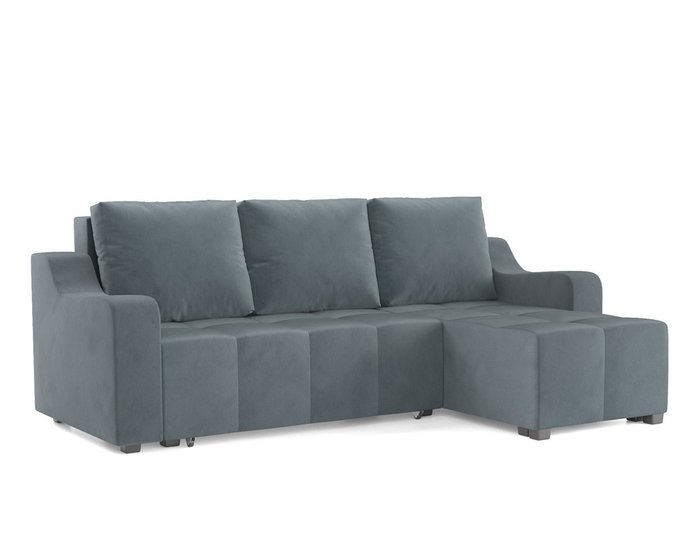 Угловой диван-кровать Берн серо-синего цвета