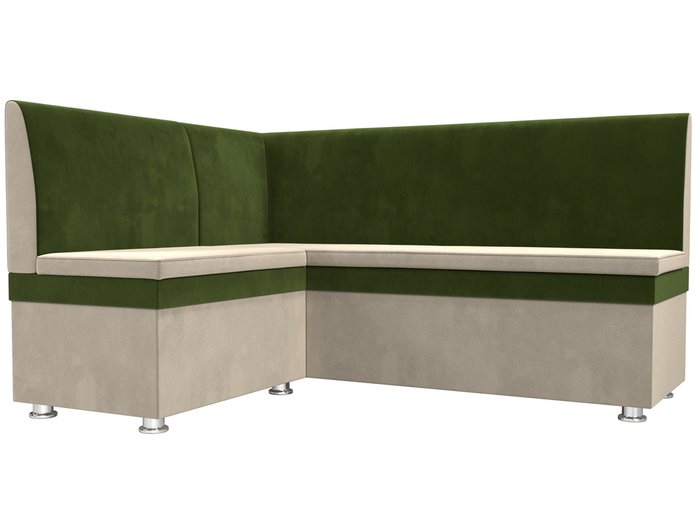 Угловой диван Уют бежево-зеленого цвета левый угол