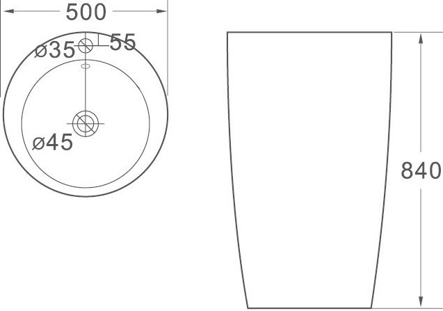 Раковина напольная SantiLine черного цвета круглая диаметр 50 - купить Раковины для ванной комнаты по цене 49725.0