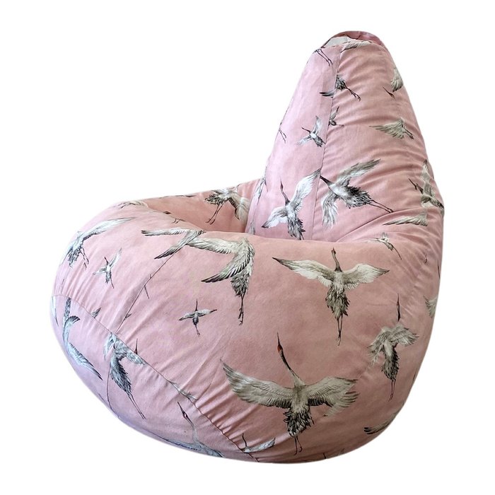 Кресло-мешок Груша Журавли 3XL розового цвета