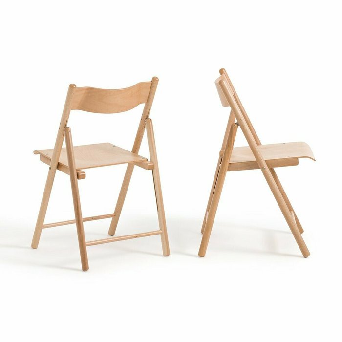 Комплект из двух стульев складных Из бука Panni бежевого цвета - купить Обеденные стулья по цене 20770.0