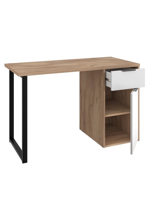 Письменный стол С-408 цвет дуб крафт золотой/меренга - лучшие Письменные столы в INMYROOM