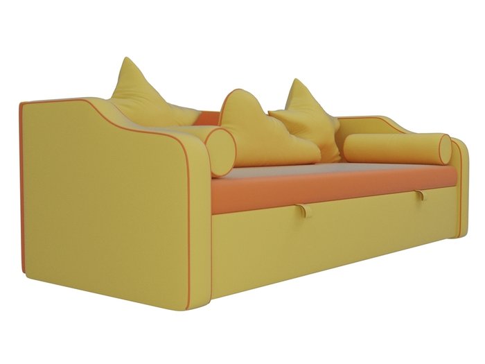 Прямой диван-кровать Рико желто-оранжевого цвета (экокожа) - лучшие Прямые диваны в INMYROOM