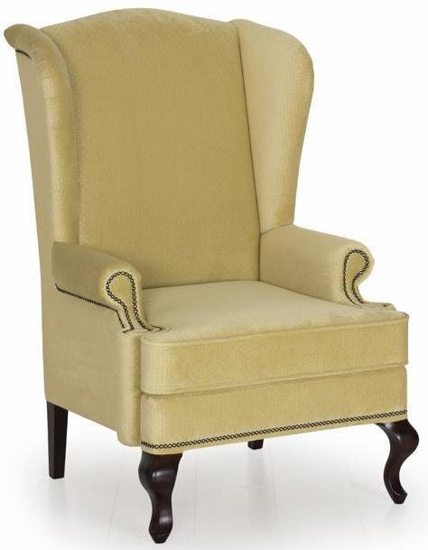 Кресло английское Биг Бен с ушками дизайн 35 желто-зеленого цвета 