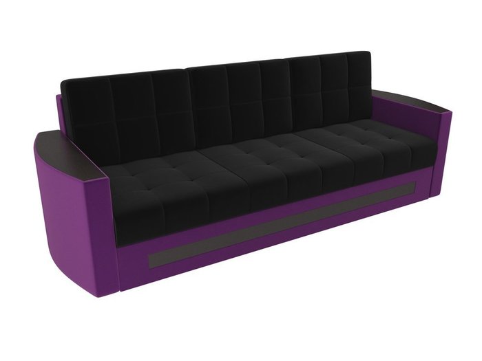 Прямой диван-кровать Белла черно-фиолетового цвета 