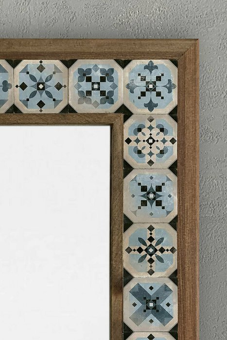 Настенное зеркало 43х63 с каменной мозаикой голубого цвета - лучшие Настенные зеркала в INMYROOM
