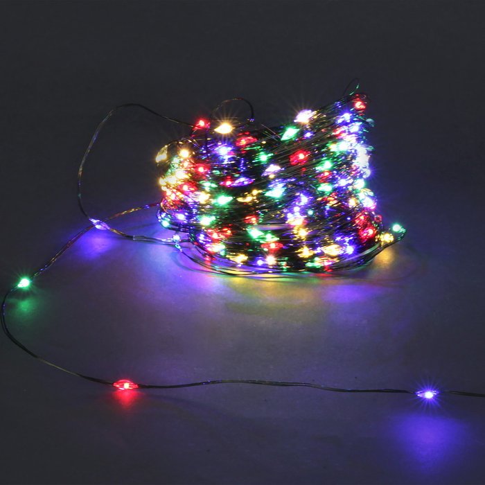 A-961A MIX гирлянда светодиодная "Роса", 20м, 200LED, темно-зеленый провод - лучшие Гирлянды в INMYROOM