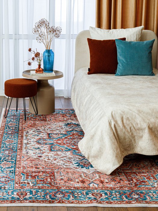 Ковер Silk vuar 200x290 бирюзово-красного цвета - лучшие Ковры в INMYROOM
