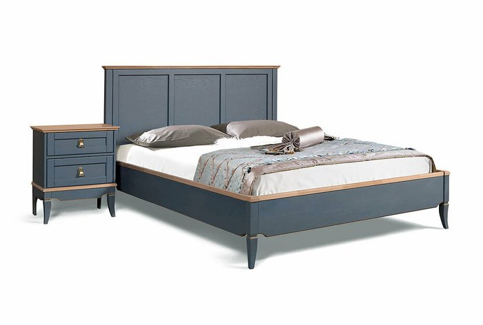 Кровать Стюарт 160x200 серо-синего цвета
