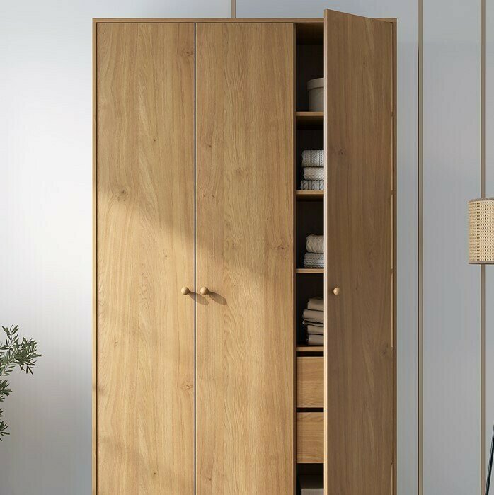 Распашной шкаф Wood бежевого цвета - лучшие Шкафы распашные в INMYROOM